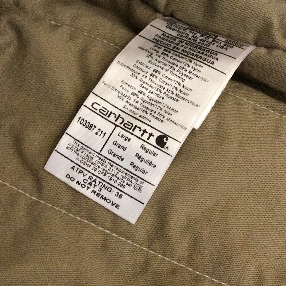 Carhartt Men's Vest LARGE Brown FR Fire Resistant Duck Insulated Workwear - Picture 8 of 10